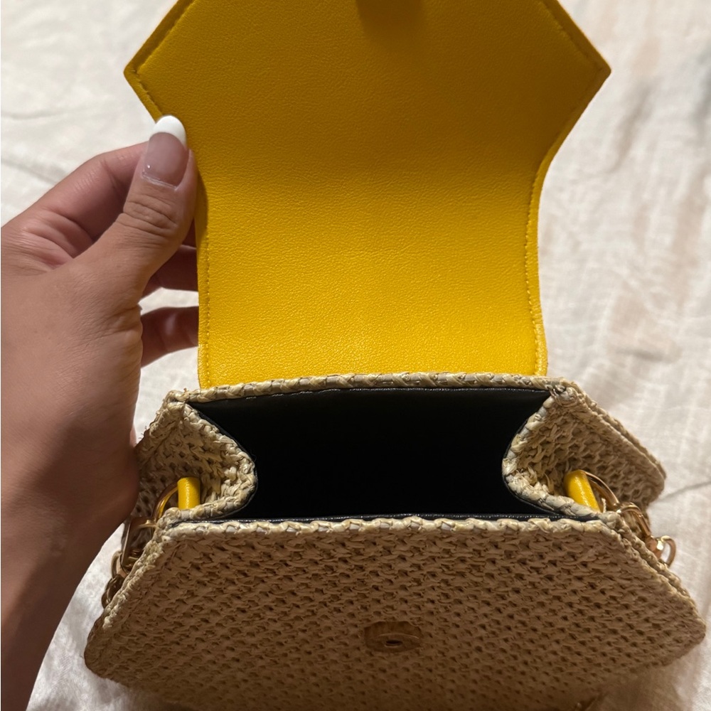 Yellow and Tan Women's Bag with Chain Strap - Picture 7 of 9